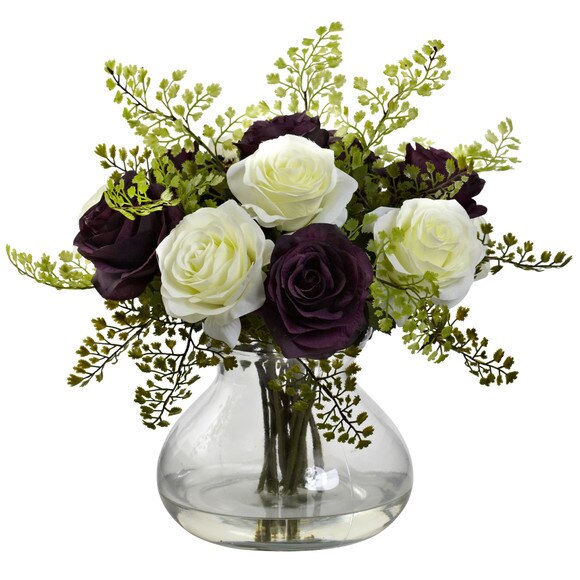 Rose Maiden Hair Arrangement w/Vase - SKU #1366 - 7